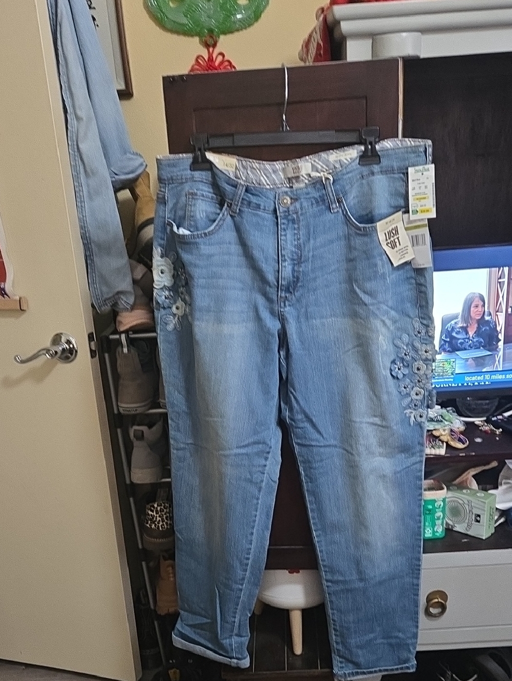 Vintage America Light Blue Embroidered Boyfriend Jeans